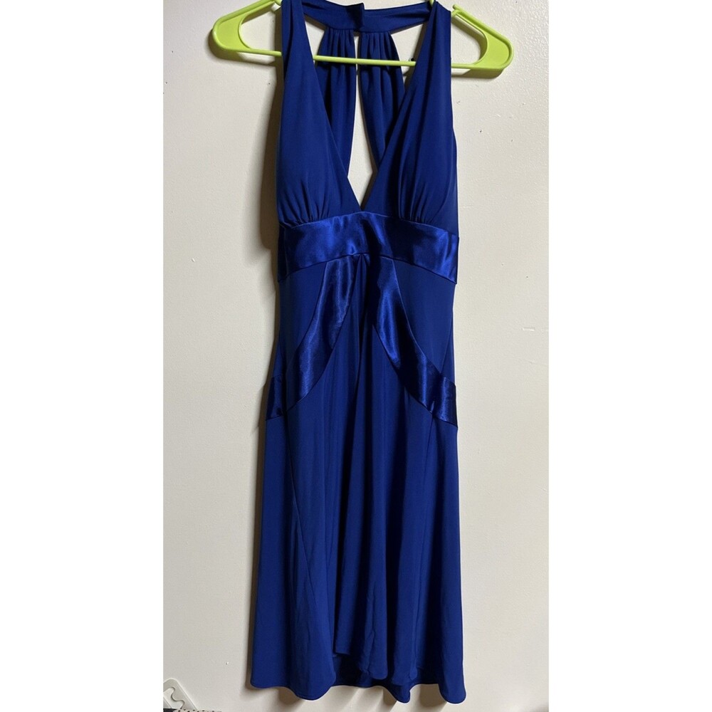 NightWay Women's Formal Halter Dress Medium/ Large 10 Royal Blue Knee Length